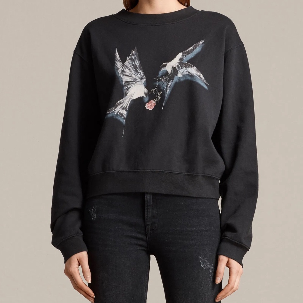ALLSAINTS LOVERS TIA SWEAT CROP SWEATSHIRT - Size